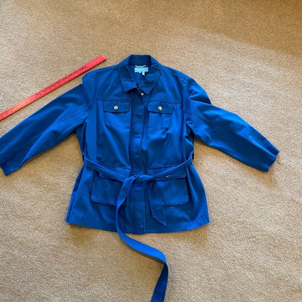 Draper James Belted Twill Utility Jacket French Blue Plus Size NWT